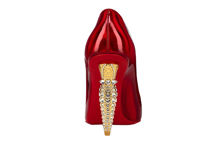 Shop (W) Christian Louboutin Escarpins Bloc en Cuir Verni Strass ''Rouge'' 1230565T940