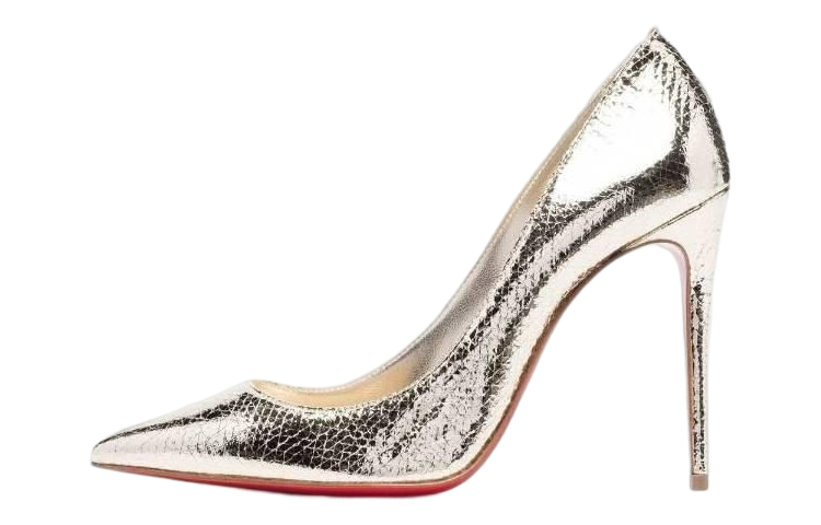 (Women) Christian Louboutin Patent Leather Slip-On Stiletto 'Gold' 1230342KATEG306