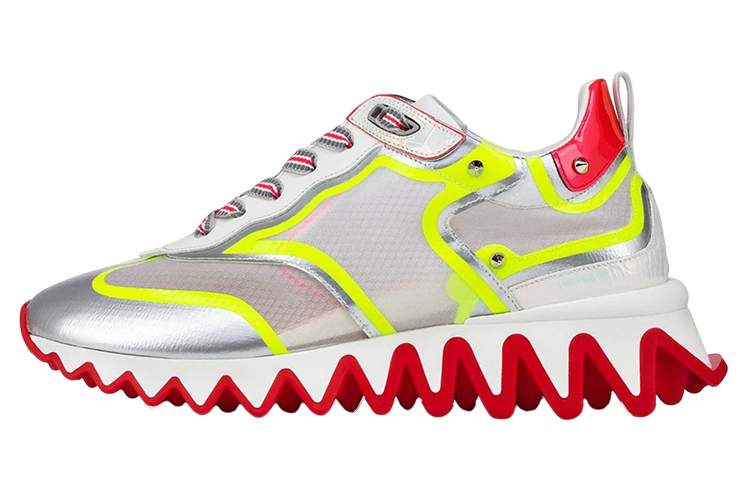 (W) Christian Louboutin Patent Leather Sneaker 'Silver'