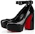 (W) Christian Louboutin Kasut Tumit Tinggi Kulit Patent 13cm 'Hitam' 'Elegan'. 1230758B439