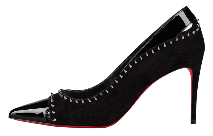 (Women) Christian Louboutin Patent Mini Spikes Stiletto 'Black' 1230255B439