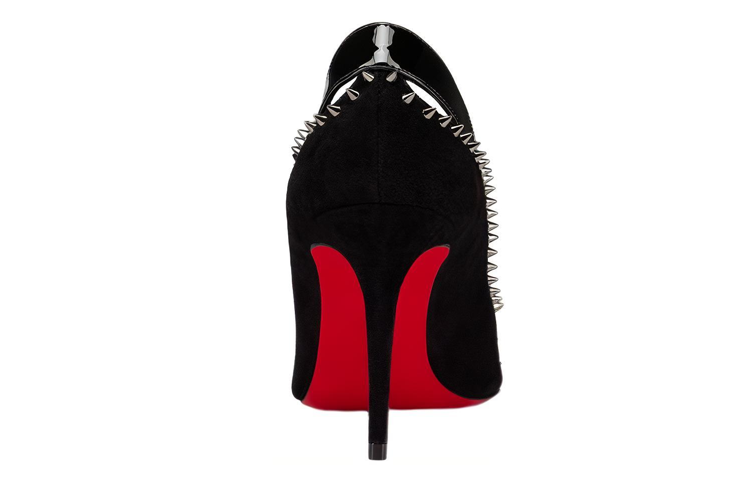(W) Christian Louboutin Patent Mini Spikes Stiletto 'Black' 圖 3