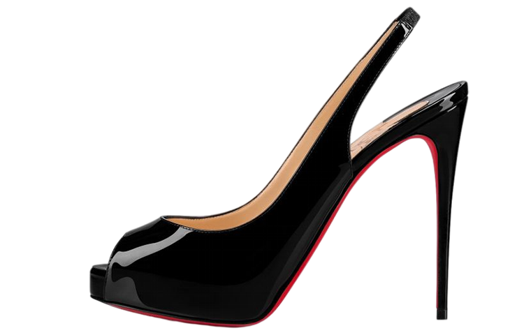 (W) Christian Louboutin Patent Peep-Toe Sandals 'Black'