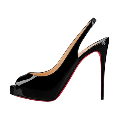 (W) Christian Louboutin Patent Peep-Toe Sandals 'Black'
