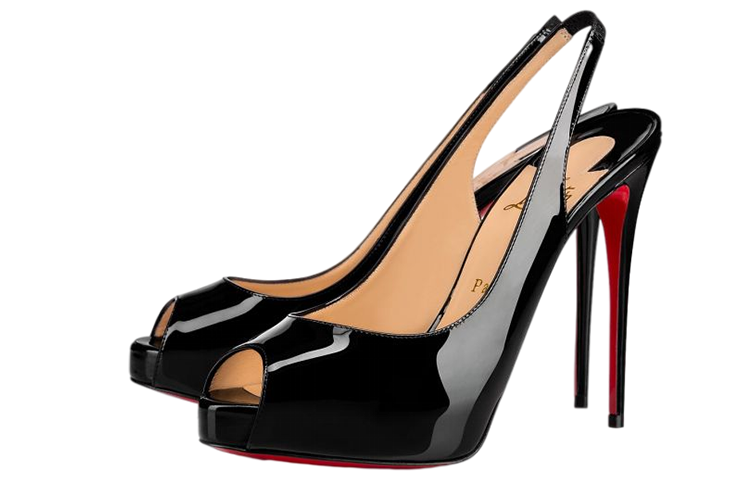 (W) Christian Louboutin Patent Peep-Toe Sandals 'Black' 圖 2