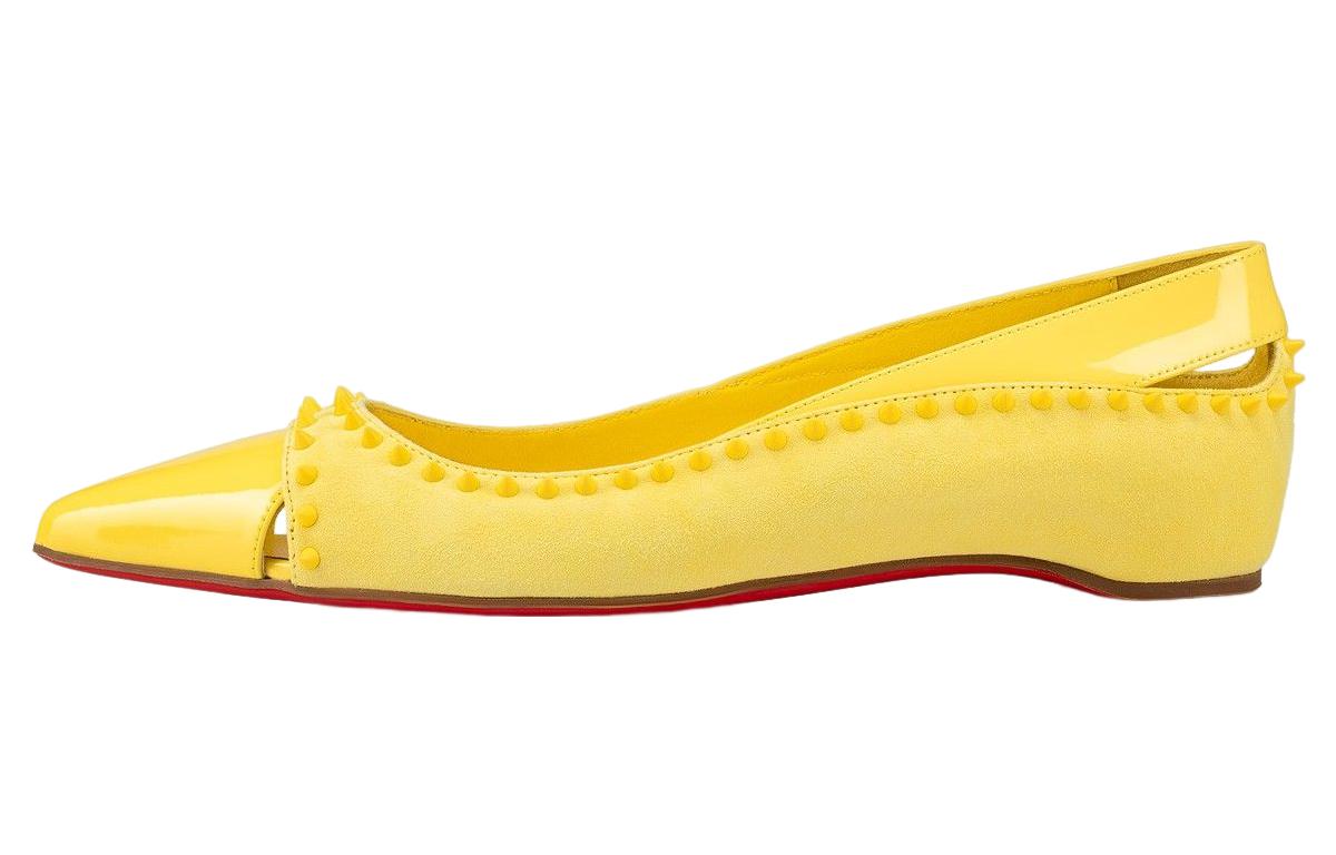 (Women) Christian Louboutin Patent Slip-On Pointed Toe 'Yellow' 1230257Y298