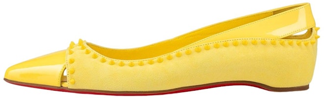 (Women) Christian Louboutin Patent Slip-On Pointed Toe 'Yellow' 1230257Y298 (Women) Christian Louboutin Patent Slip-On Pointed Toe 'Yellow' 1230257Y298