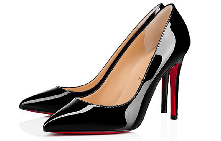 Lookbook (W) Christian Louboutin Pigalle 100mm Sepatu Hak Kulit Hitam Mengkilap 3080680BK01