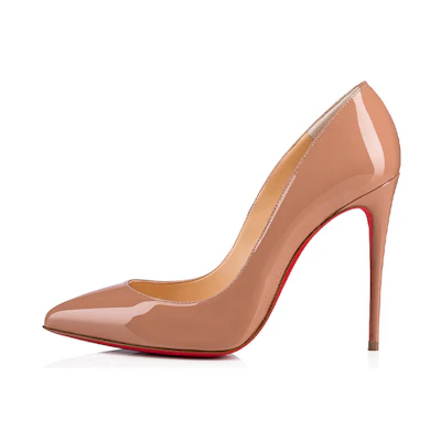 (W) Christian Louboutin Pigalle Follies 100mm Pump Nude Patent Leather