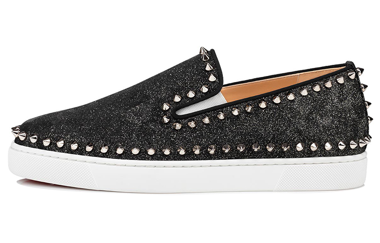 (Women) Christian Louboutin Pik Boat Flat 'Black Argent' 1210518BK65