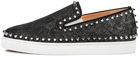 (Women) Christian Louboutin Pik Boat Flat 'Black Argent' 1210518BK65 (Women) Christian Louboutin Pik Boat Flat 'Black Argent' 1210518BK65