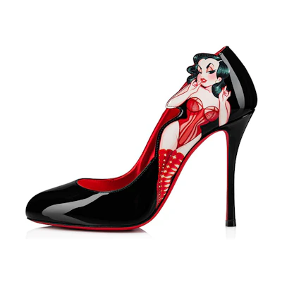 (W) Christian Louboutin Pinupina 'Black Red'