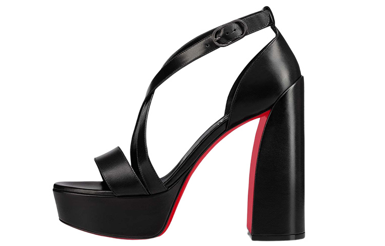 (Women) Christian Louboutin Platform Lambskin Heeled Sandal 'Black' 1220620B439