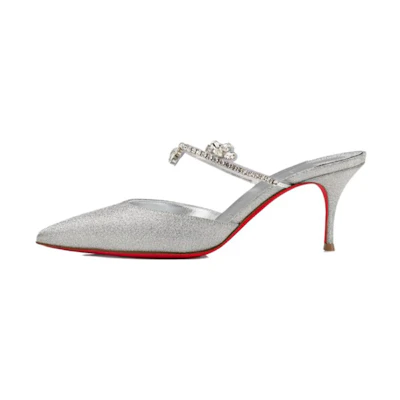 (W) Christian Louboutin Pointed-Toe Buckle Stiletto 7cm 'Silver'
