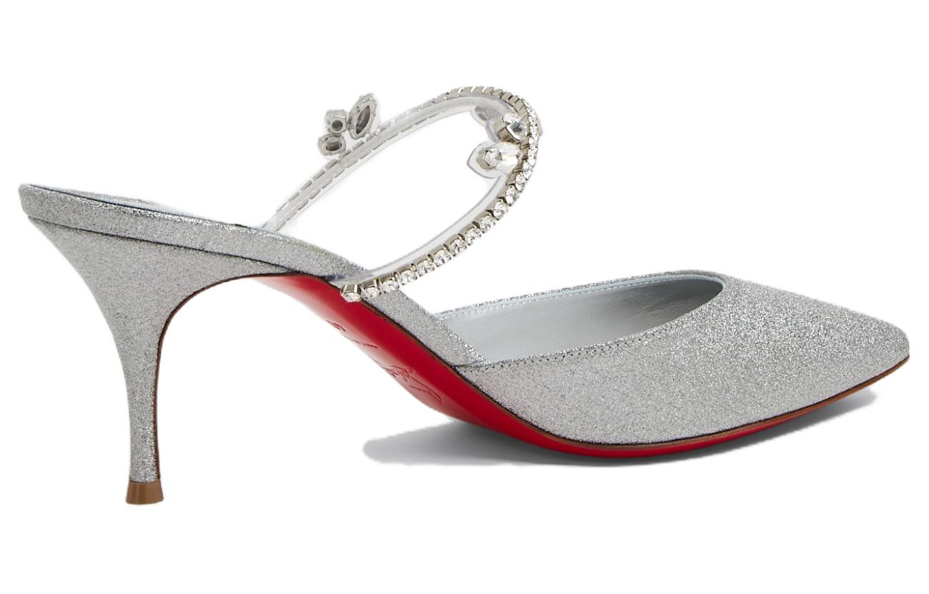 Order CL路鉑廷 尖頭搭扣 細跟 高筒鞋 7cm 女款 銀色