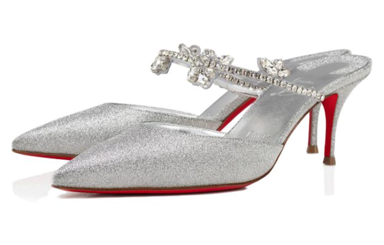 Lookbook CL路鉑廷 尖頭搭扣 細跟 高筒鞋 7cm 女款 銀色