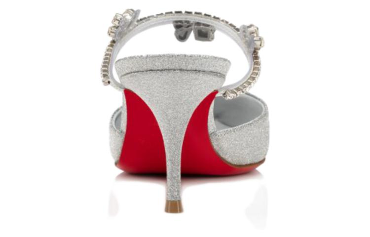 Shop CL路鉑廷 尖頭搭扣 細跟 高筒鞋 7cm 女款 銀色