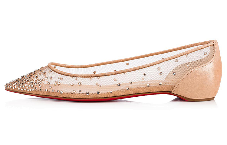 (W) Christian Louboutin Pointed-Toe Flats 'Brown'