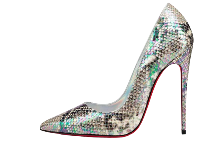 (W) Christian Louboutin Pointed-Toe High Heels 'Silver'