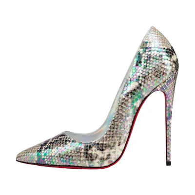 (W) Christian Louboutin Pointed-Toe High Heels 'Silver'