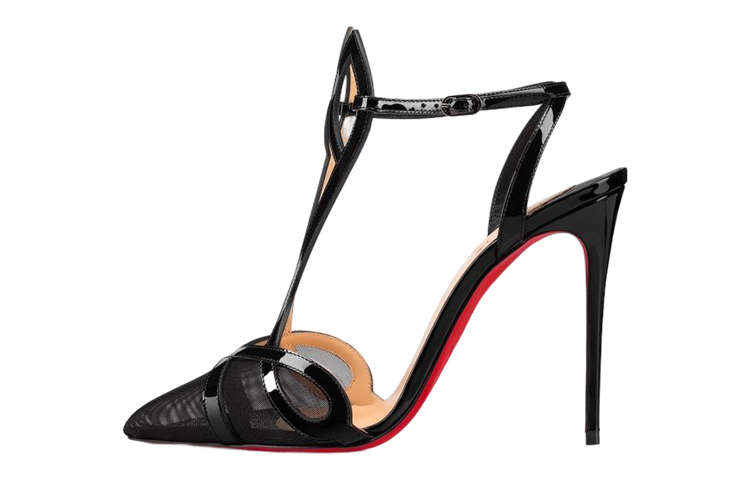 (W) Christian Louboutin Pointed-Toe Patent Pump 'Black Buckle'