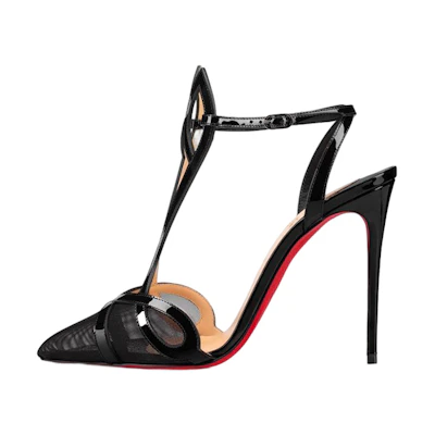 (W) Christian Louboutin Pointed-Toe Patent Pump 'Black Buckle'