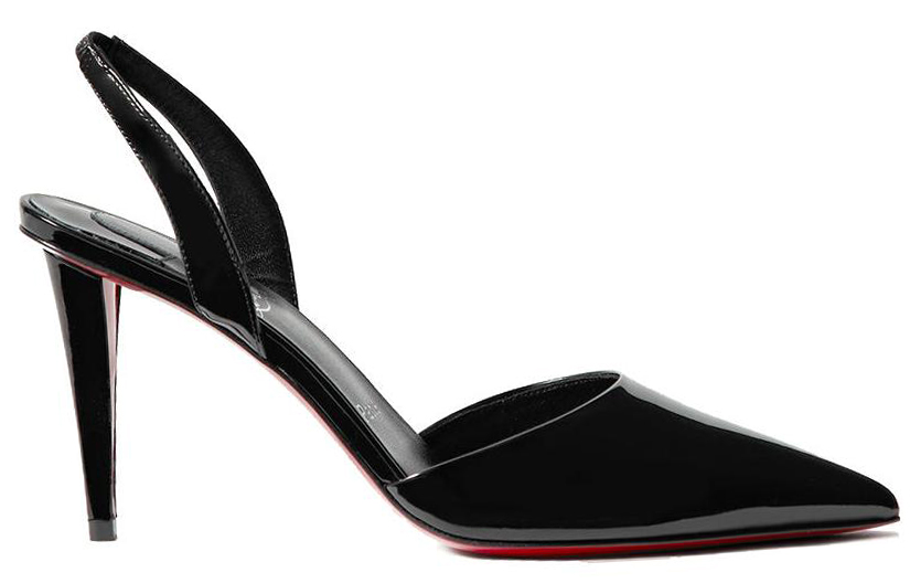 Order (W) Christian Louboutin Tumit Tinggi Slip-On Hujung Tirus 'Kulit Hitam' 3220414B439