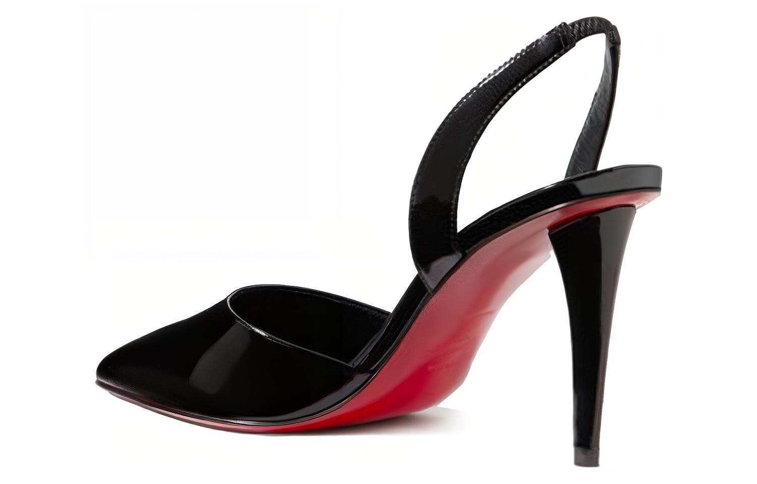 Lookbook (W) Christian Louboutin Tumit Tinggi Slip-On Hujung Tirus 'Kulit Hitam' 3220414B439