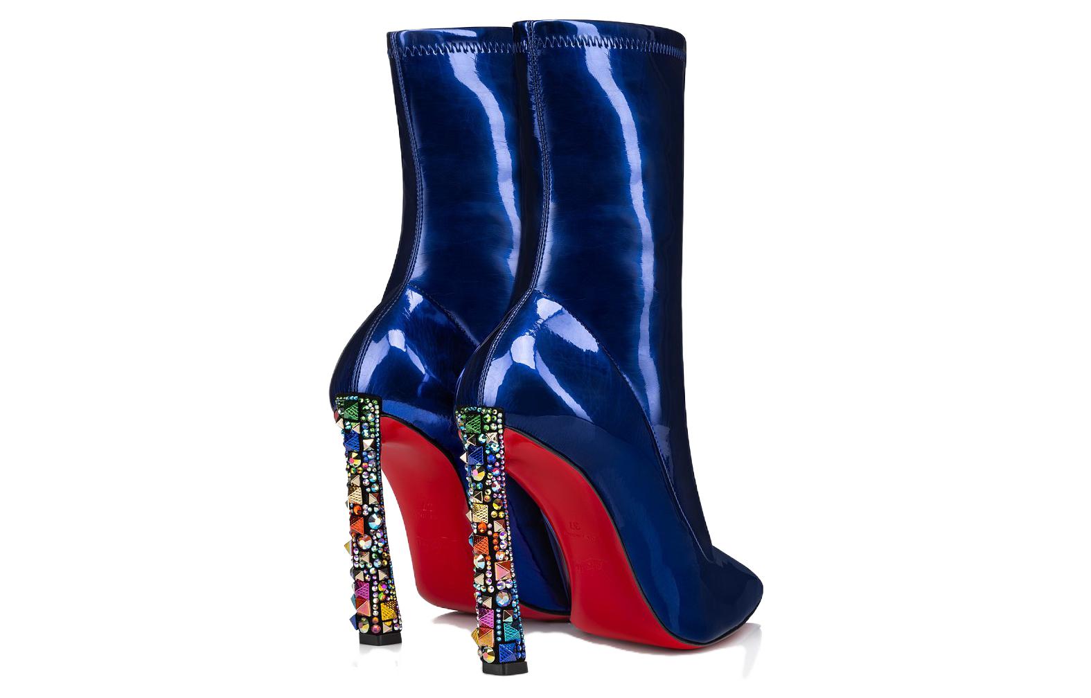 Lookbook (W) 克里斯提安·鲁布托尖头袜靴10厘米‘蓝色’ 32311295568