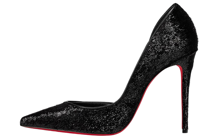 (Women) Christian Louboutin Pointed-Toe Stiletto 'Black Velvet' 3221143BK01