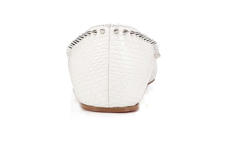 (W) Christian Louboutin Pointed-Toe Studded Flats 'White Red Sole' 圖 3