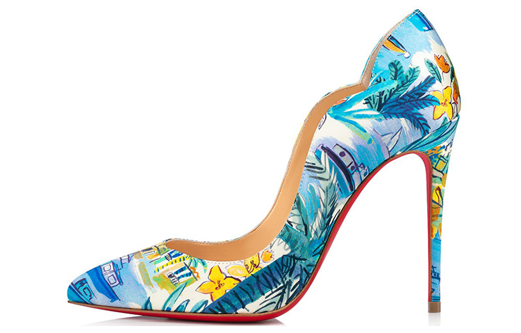 (W) Christian Louboutin Pointed Toe High Heels 'Blue' 'Summer Ocean Pattern'
