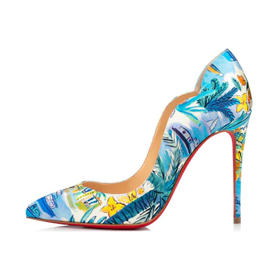 (W) Christian Louboutin Pointed Toe High Heels 'Blue' 'Summer Ocean Pattern'