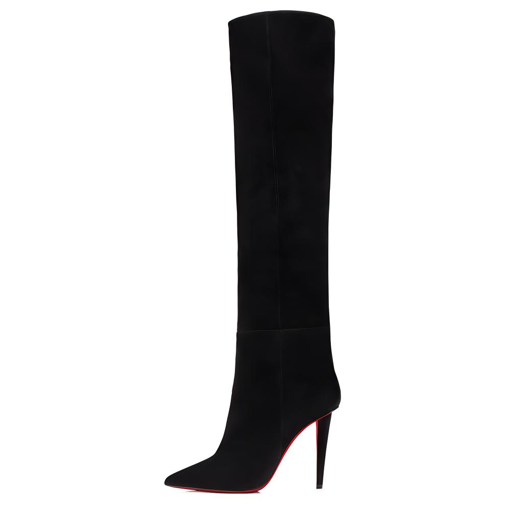 (W) Christian Louboutin Pointed Toe Stiletto High Boots 'Black' 10cm