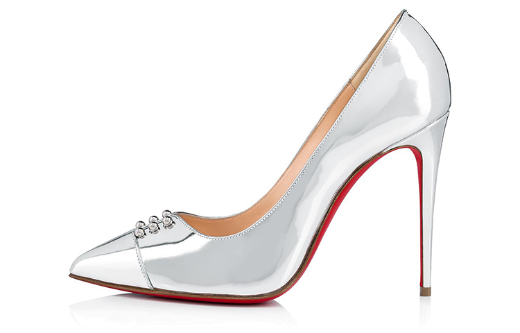 (W) Christian Louboutin Predupump 'Silver'