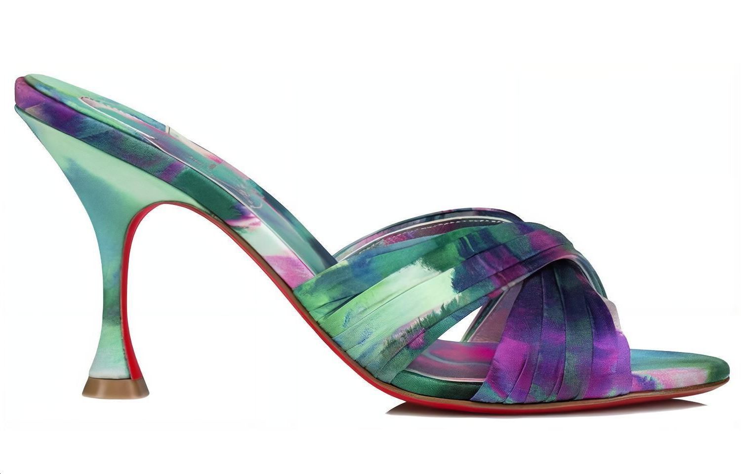 Order (W) Christian Louboutin Roger Vivier 'Sandal Stiletto Satin Hijau Ungu Bercorak' 3230048J646