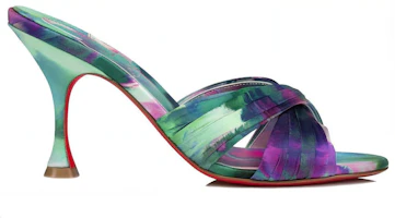 Order (Women) Christian Louboutin Roger Vivier 'Green Purple Satin Print Stiletto Slides' 3230048J646