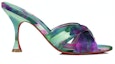Order (Women) Christian Louboutin Roger Vivier 'Green Purple Satin Print Stiletto Slides' 3230048J646