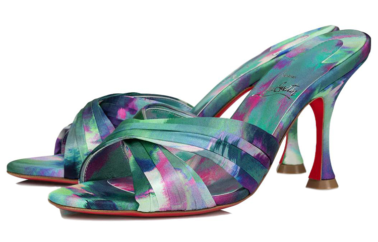 Lookbook (W) Christian Louboutin Roger Vivier 'Sandal Stiletto Satin Hijau Ungu Bercorak' 3230048J646