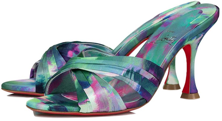 (Women) Christian Louboutin Roger Vivier 'Green Purple Satin Print Stiletto Slides' 3230048J646 Lookbook (Women) Christian Louboutin Roger Vivier 'Green Purple Satin Print Stiletto Slides' 3230048J646