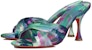 (Women) Christian Louboutin Roger Vivier 'Green Purple Satin Print Stiletto Slides' 3230048J646
