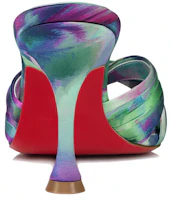Shop (Women) Christian Louboutin Roger Vivier 'Green Purple Satin Print Stiletto Slides' 3230048J646