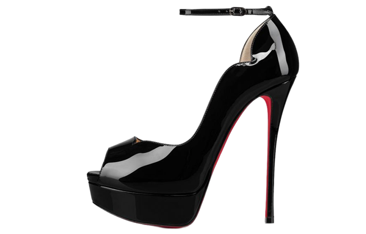 (Women) Christian Louboutin Sandal 'Black Patent Calfskin with Metal Buckle' 1210749BK01