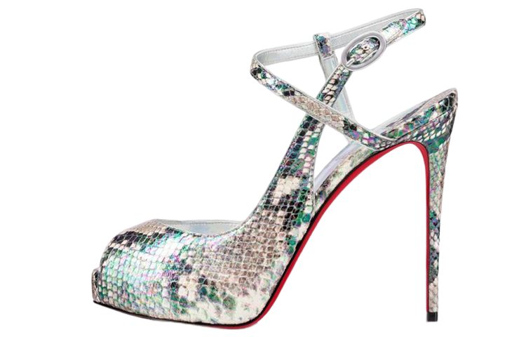 (W) Christian Louboutin Sandal 'Silver Print Leather'