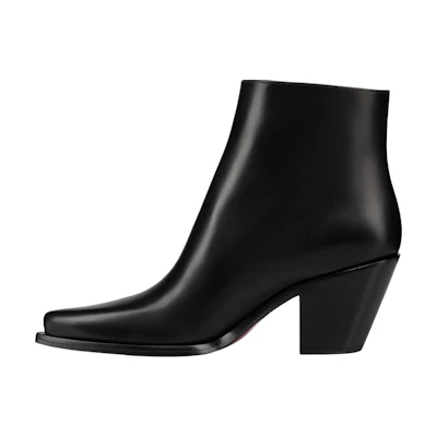 (W) Christian Louboutin Santiazip 'Black Side-Zip Pointed-Toe Ankle Boot'
