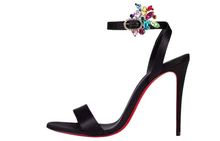 (W) Christian Louboutin Satin Crepe Sandals 'Black'