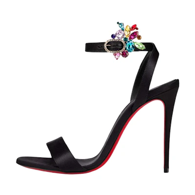 (W) Christian Louboutin Satin Crepe Sandals 'Black'