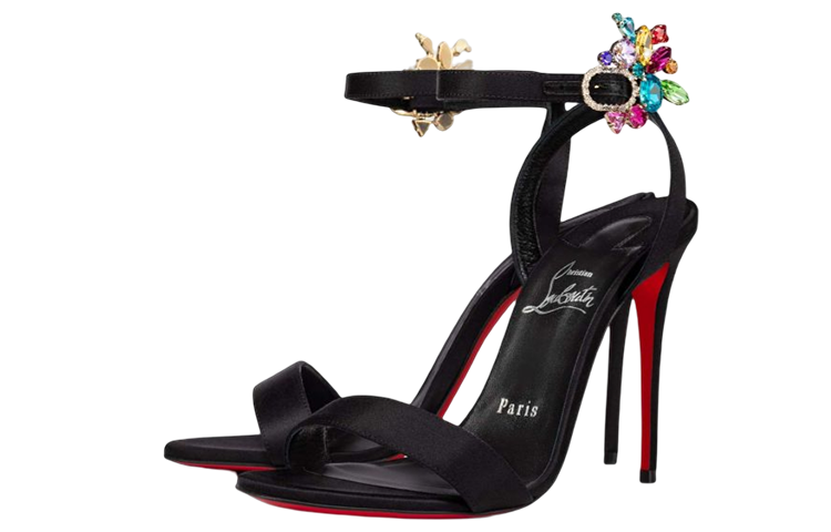 (W) Christian Louboutin Satin Crepe Sandals 'Black' 圖 2