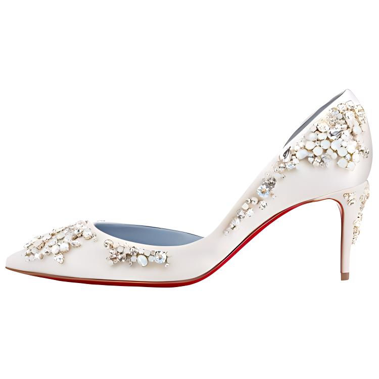 (W) Christian Louboutin Satin High Heels 'White'