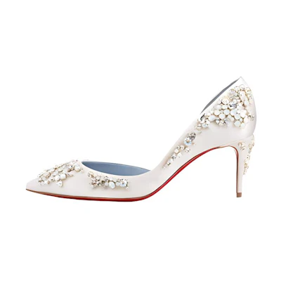 (W) Christian Louboutin Satin High Heels 'White'